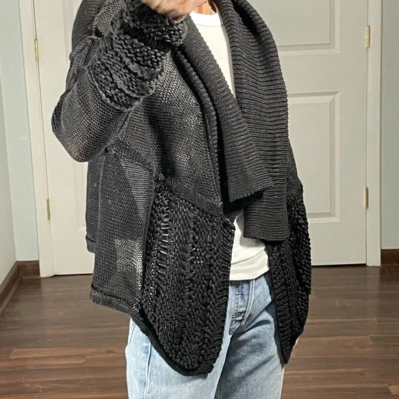 TSE Black 100% Linen Open Cardigan Shrug  size S NWT - Picture 6 of 17